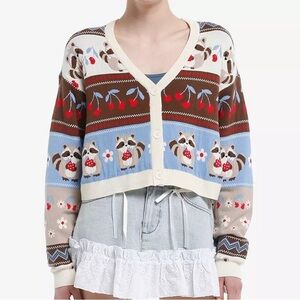 Thorn & Fable Raccoons & Cherries‎ Cardigan Hot Topic